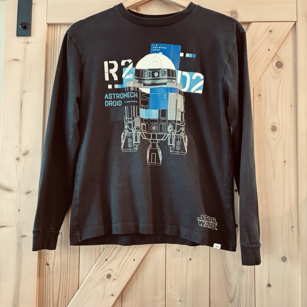 Gap Star Wars Black Youth XXL Long Sleeve Tee Shirt  R2D2 Astromech Droid Cool